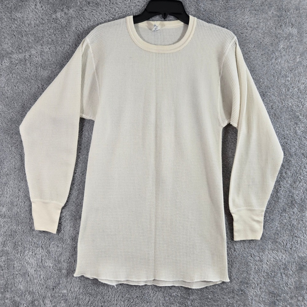 Morgan Mills Long Johns Thermal Top XXL Cream Waffle Knit Made in USA Vintage